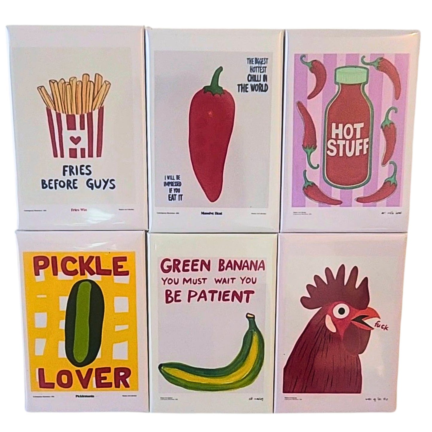 🌶️ Witty Food Lovers Refrigerator Magnets - Set of 6