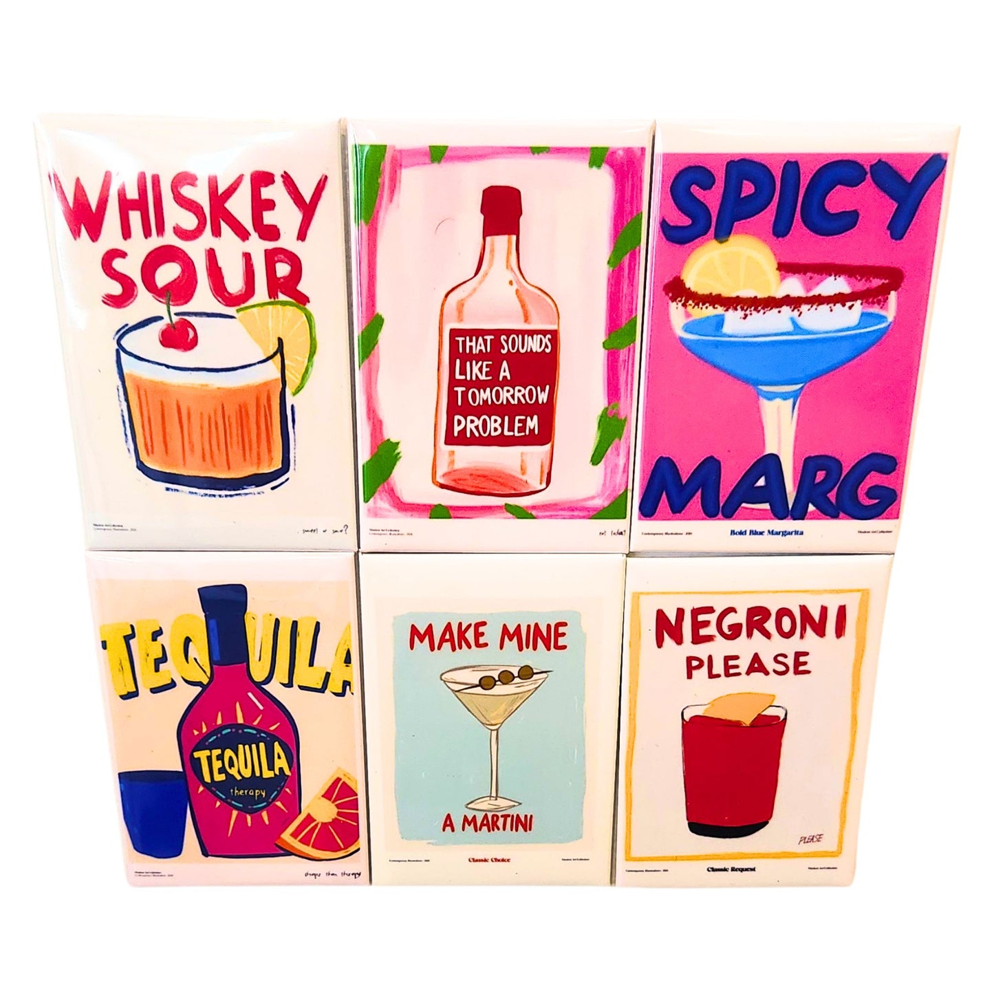 Cocktail Hour Refrigerator Magnets - Set of 6